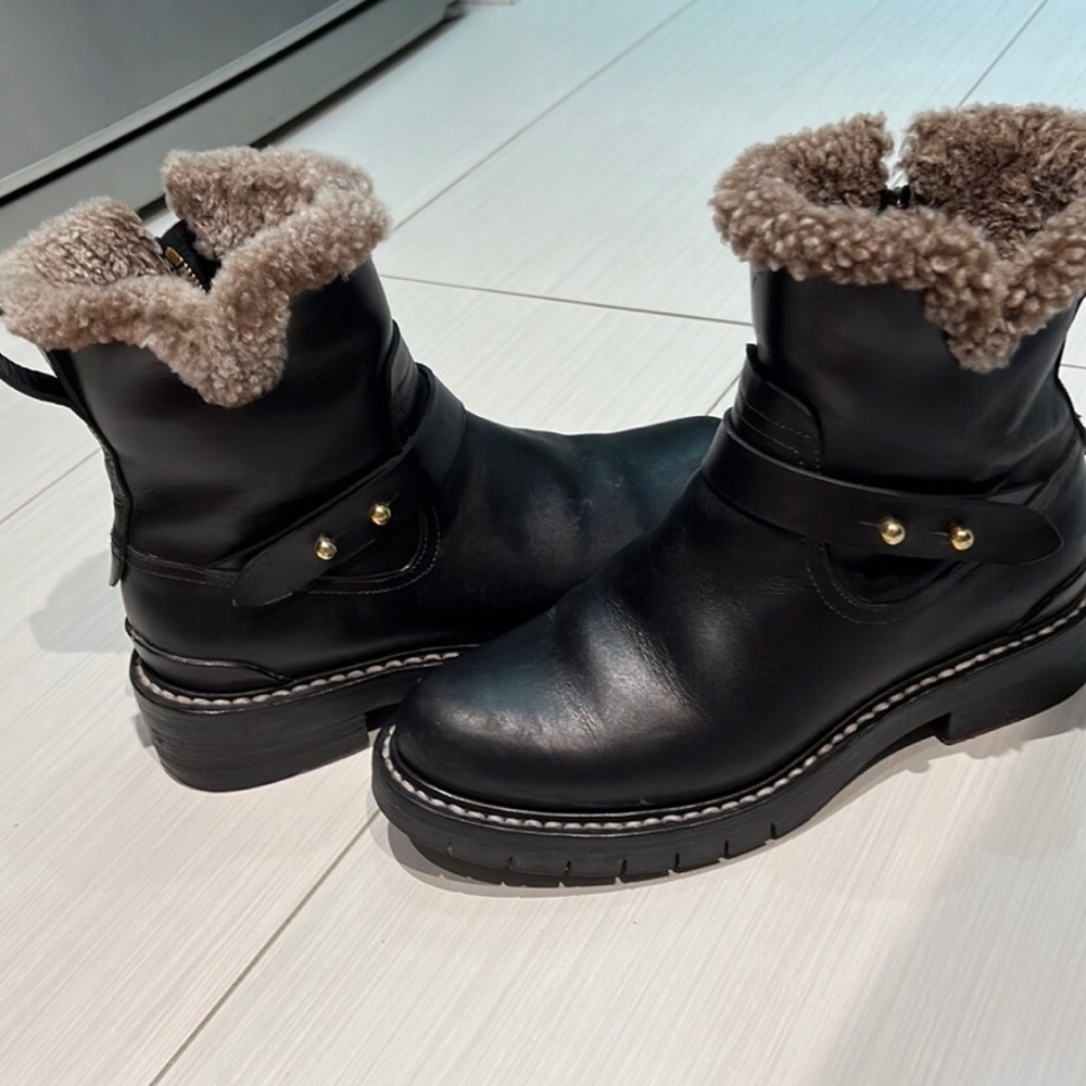 Rag & Bone
Ashford Fur-Lined Moto Boot, Black